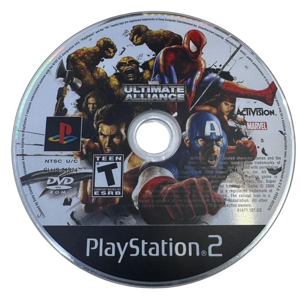 Marvel Ultimate Alliance Sony PlayStation 2 PS2 Game Disc SLUS 21374 Activision